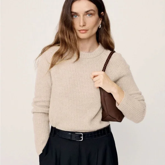 Jenni Kayne beige cashmere fisherman sweater small - Picture 1 of 4